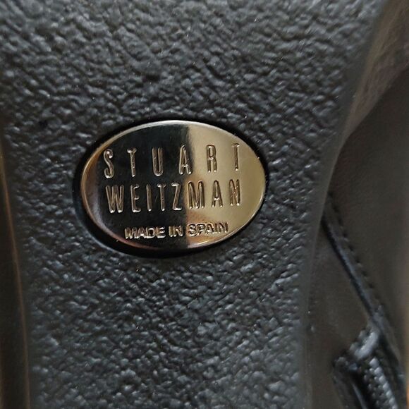 Stuart Weitzman Black Leather Heeled Ankle Boots - Picture 7 of 10